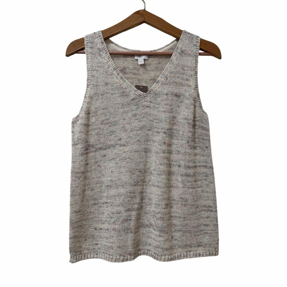 J Jill Sleeveless Cotton Linen‎ Knit Tank Size SP Rosebud Beach Travel Vacay NWT